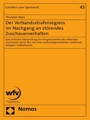 cover image of Der Verbandsstrafenregress im Nachgang an störendes Zuschauerverhalten